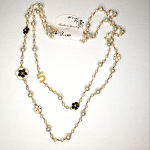 New No. 5 Dual Layer Faux Pearl Necklace NWT